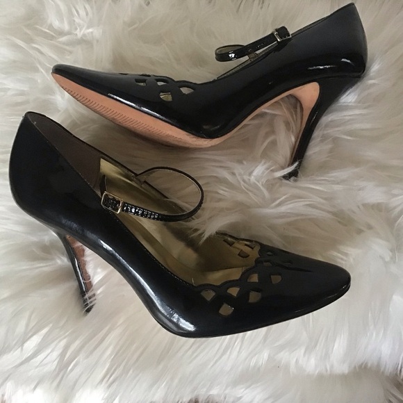 Steven Steve Madden black pierced “Dreamin” trap patent leather stilettos 8.5 - Picture 9 of 10